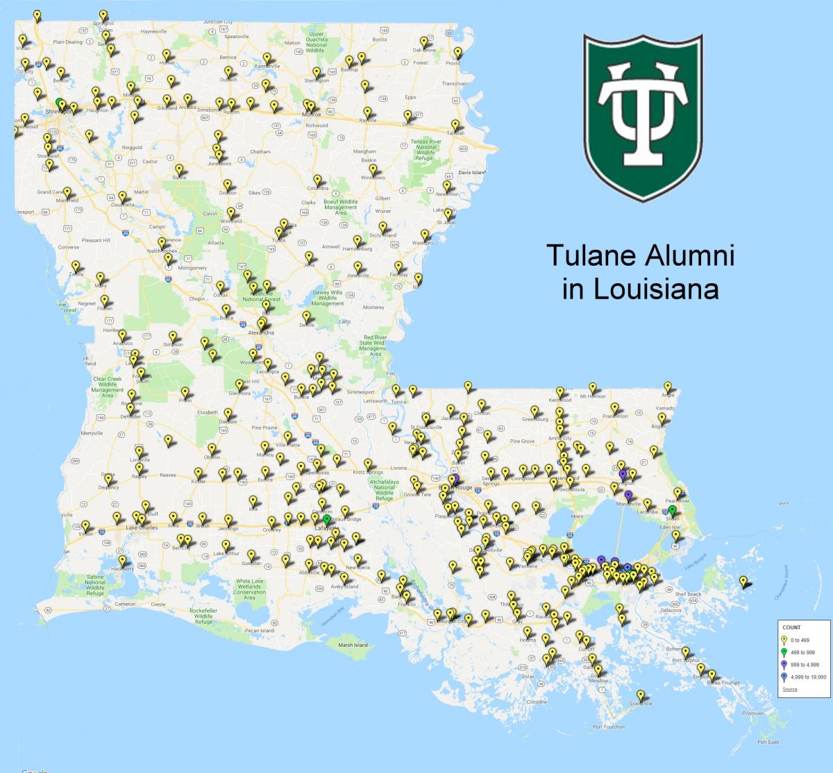 Tulane Alumni by Parish