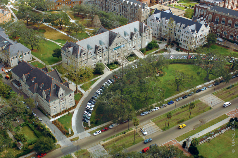 Aerial photo of Gibson Hall building